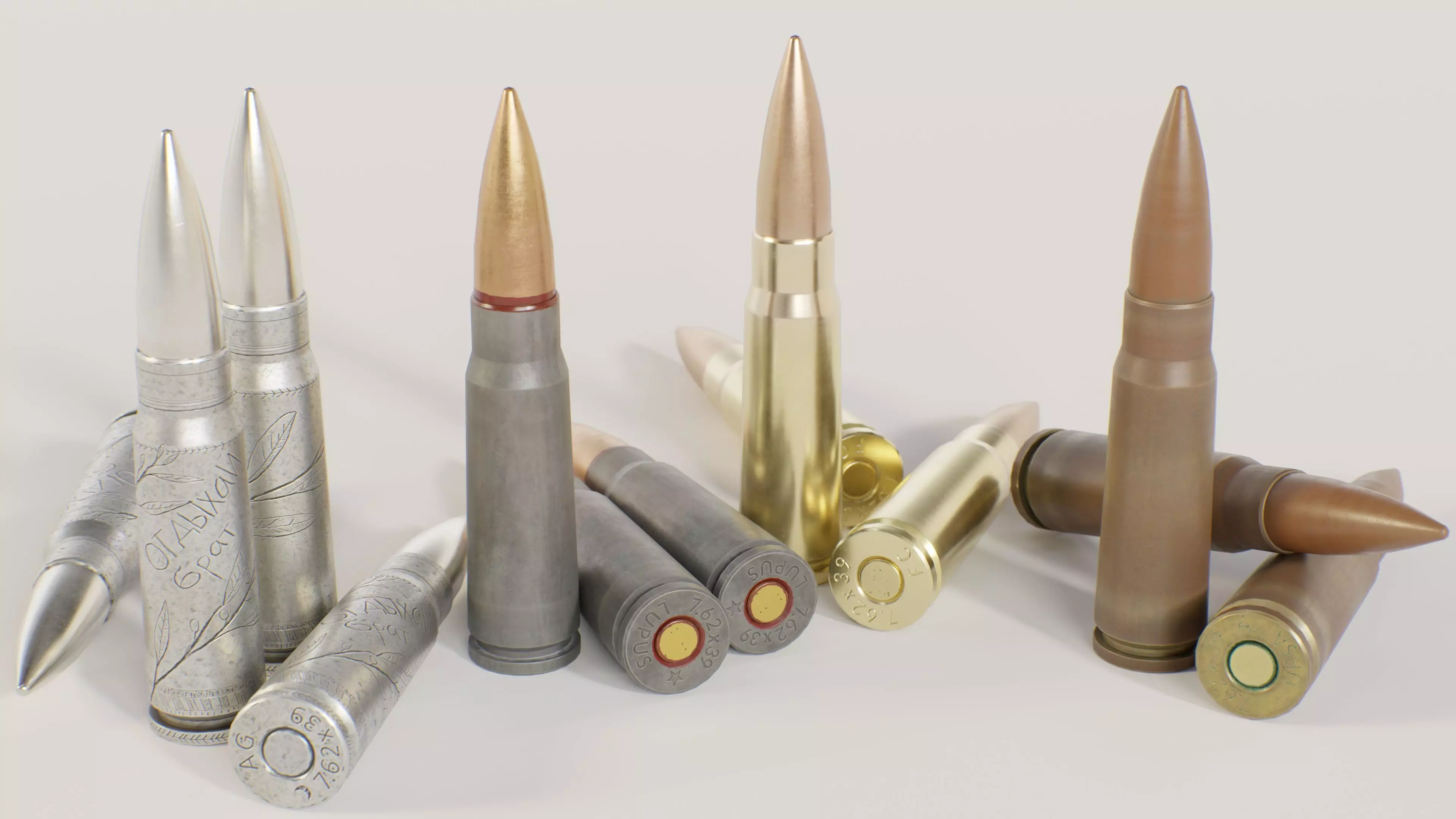 762x39mm Bullets Low-poly 3D model_0