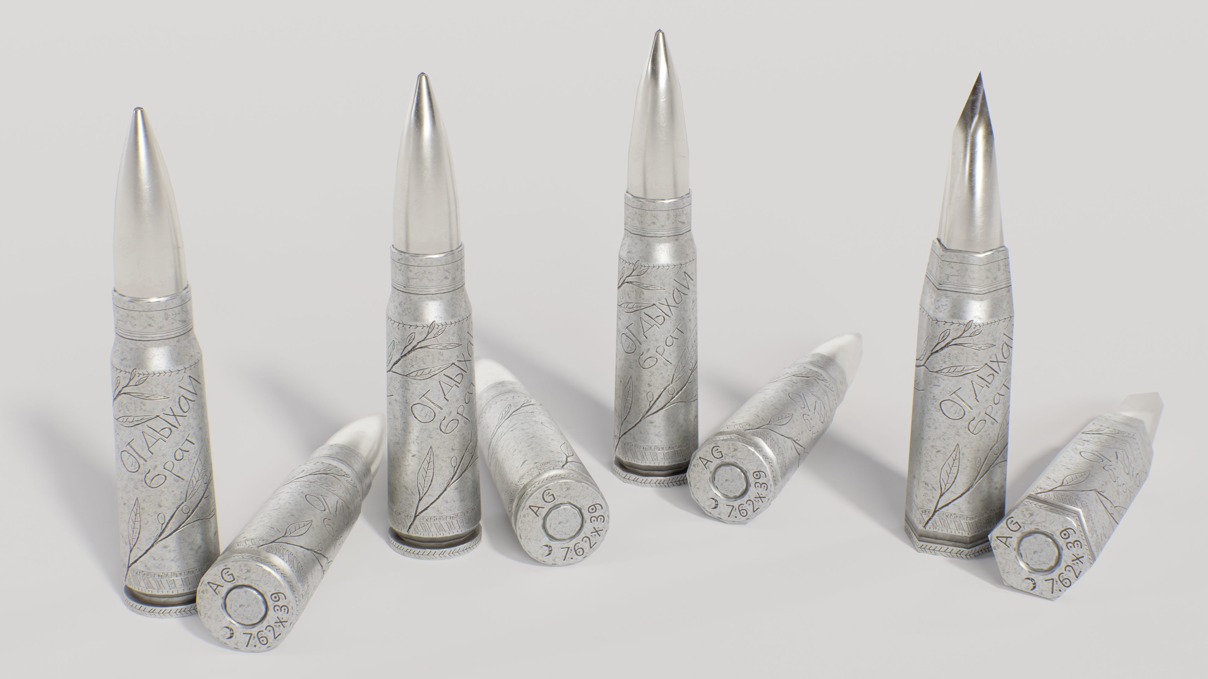 762x39mm Bullets Low-poly 3D model_5