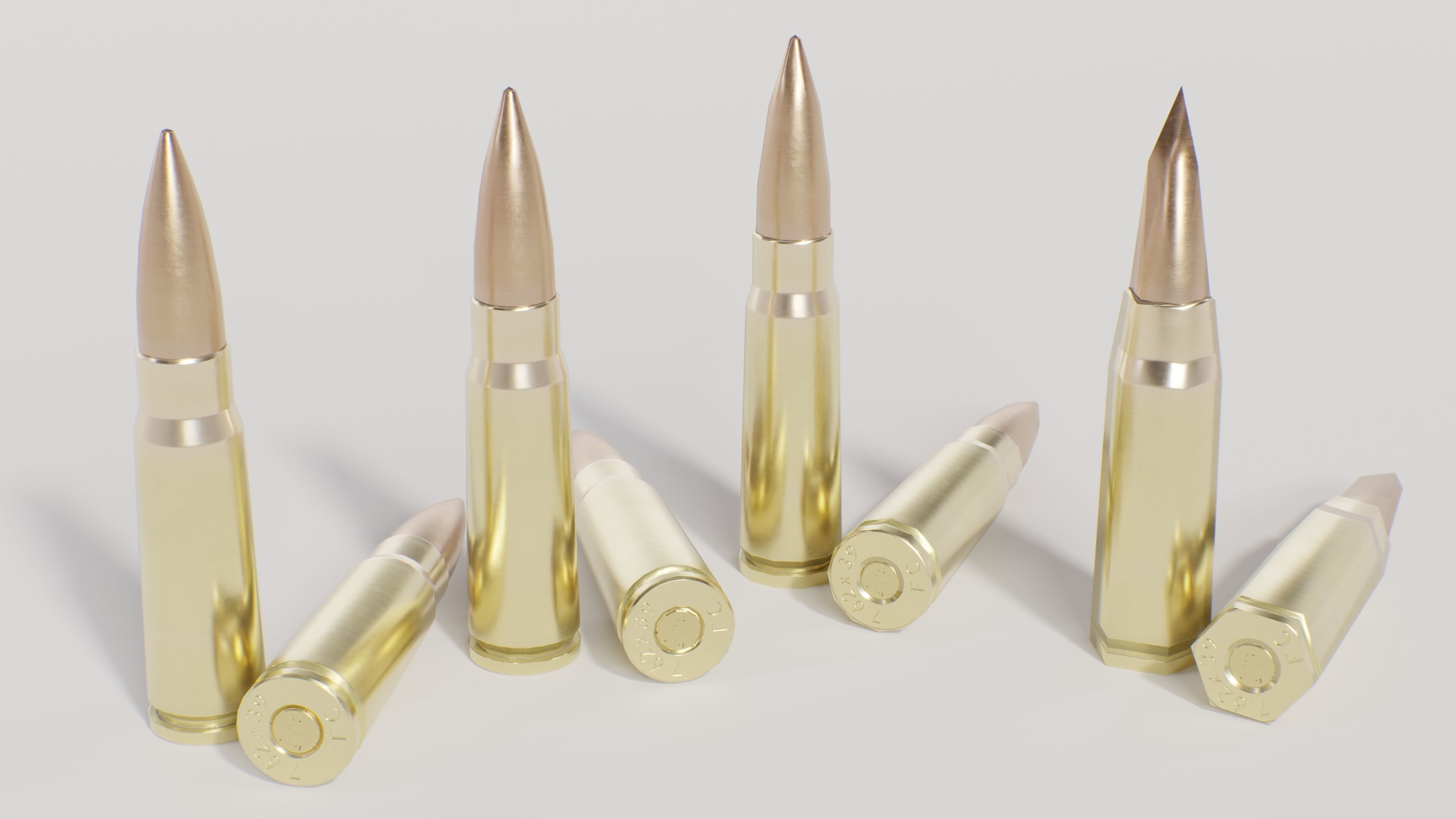 762x39mm Bullets Low-poly 3D model_3