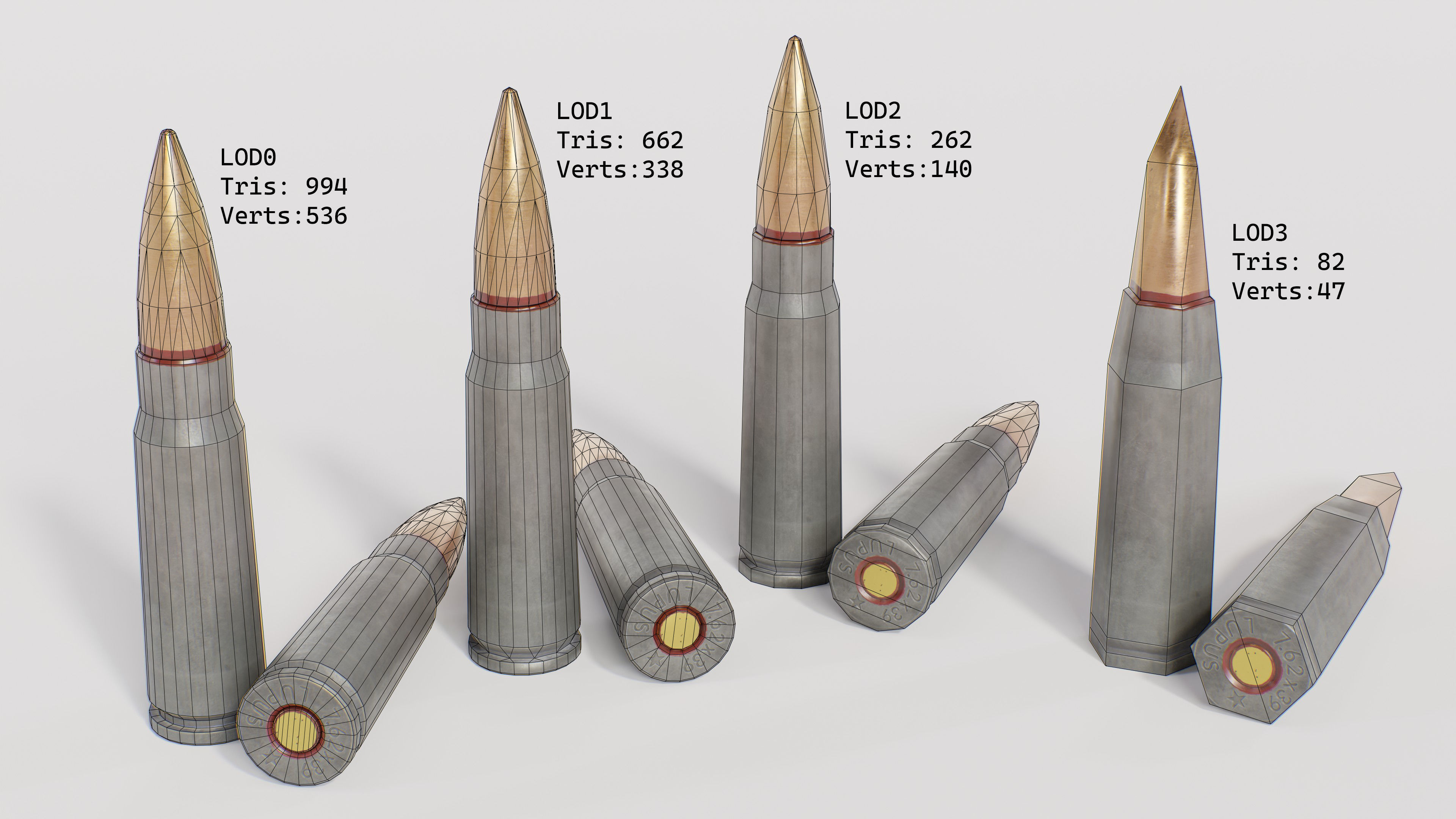 762x39mm Bullets Low-poly 3D model_1