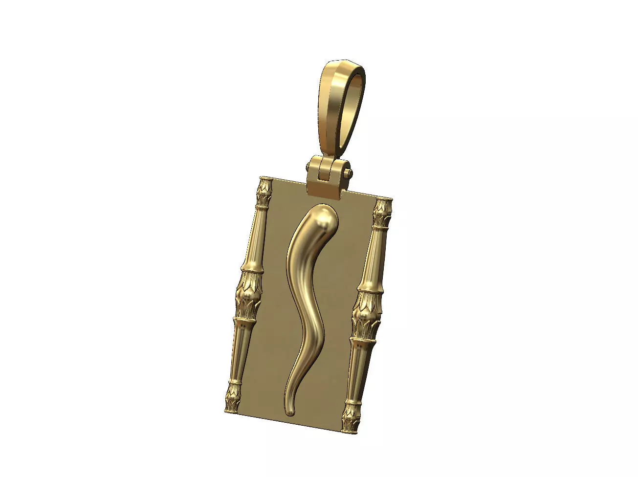 Italian horn scroll lotus bead column sides pendant charm 3D print model