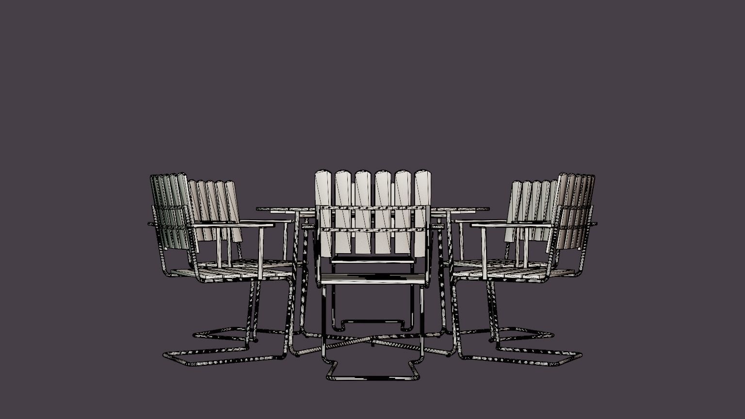 A2 and 9A dining set Low-poly 3D model_5