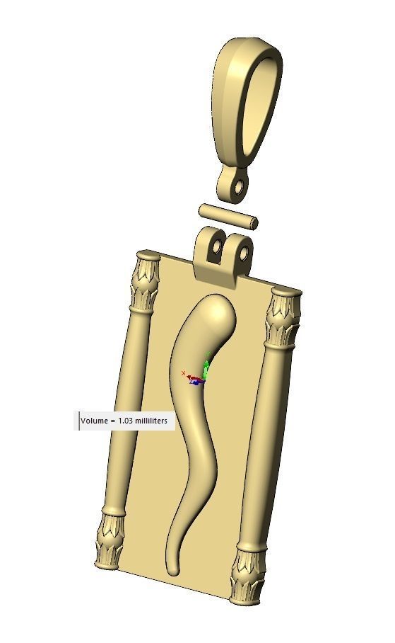 Lotus column italian horn scroll pendant charm 3D print model_14