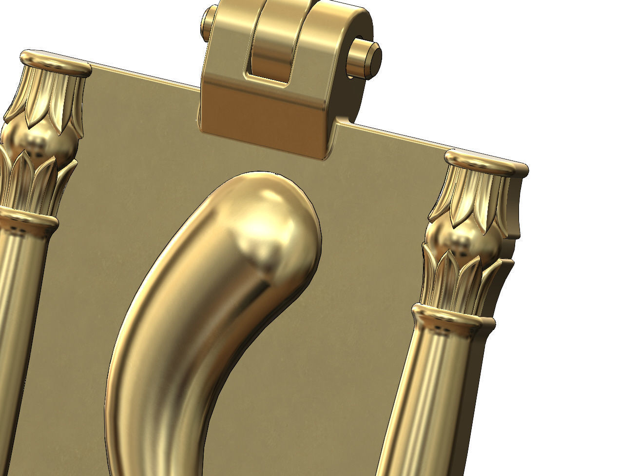 Lotus column italian horn scroll pendant charm 3D print model_1