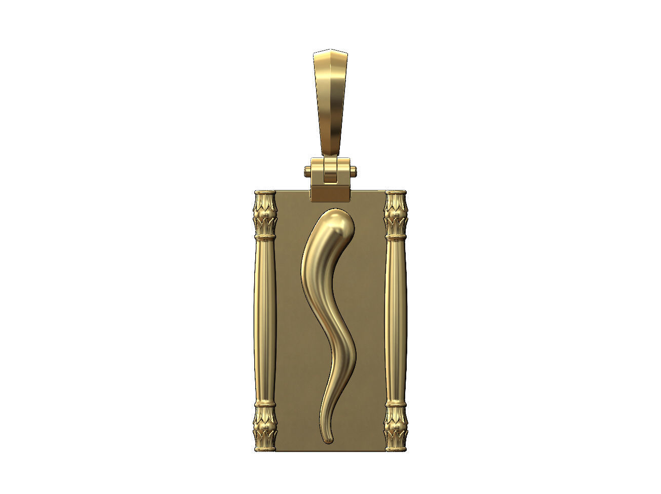 Lotus column italian horn scroll pendant charm 3D print model_2