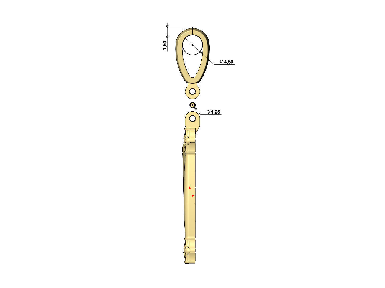 Lotus column italian horn scroll pendant charm 3D print model_9