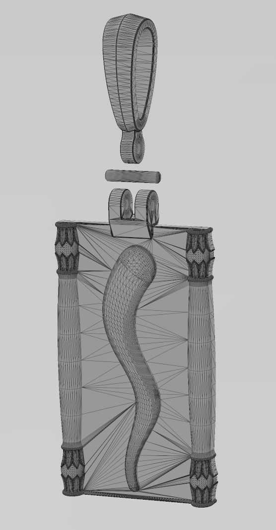 Lotus column italian horn scroll pendant charm 3D print model_12