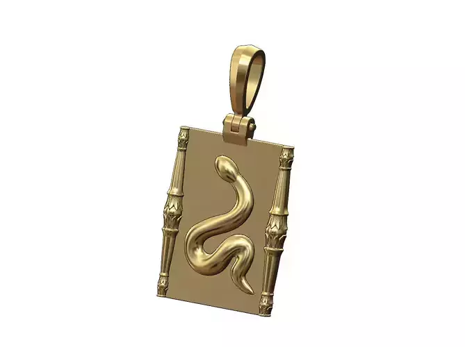 Serpent scroll Lotus bead column sides pendant charm