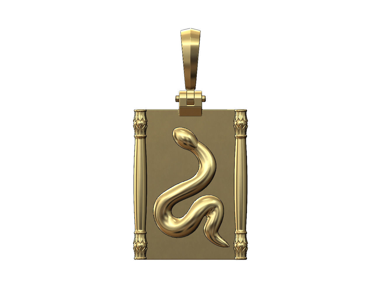 Lotus column sides serpent scroll  pendant charm 3D print model_2