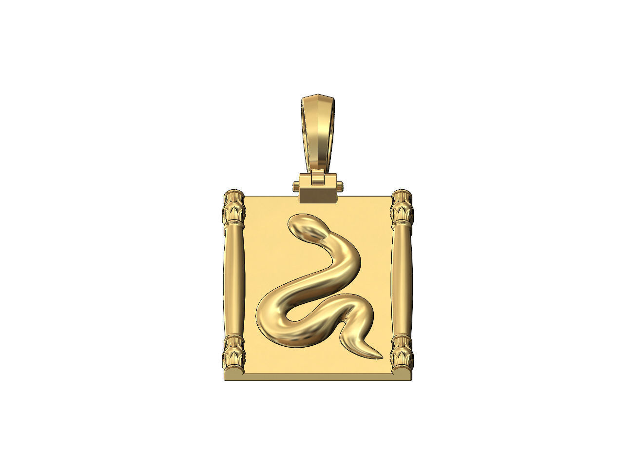 Lotus column sides serpent scroll  pendant charm 3D print model_3