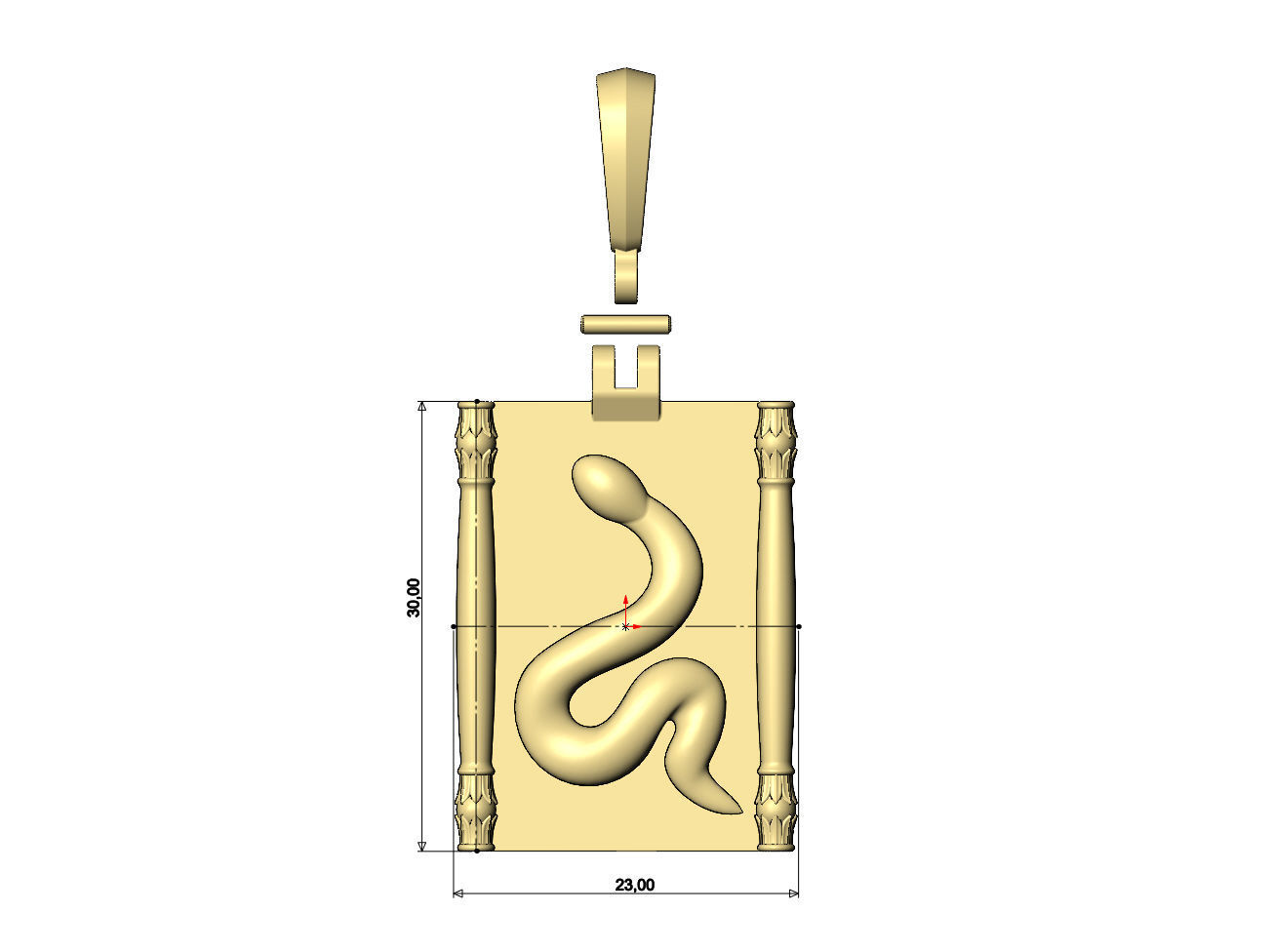 Lotus column sides serpent scroll  pendant charm 3D print model_7