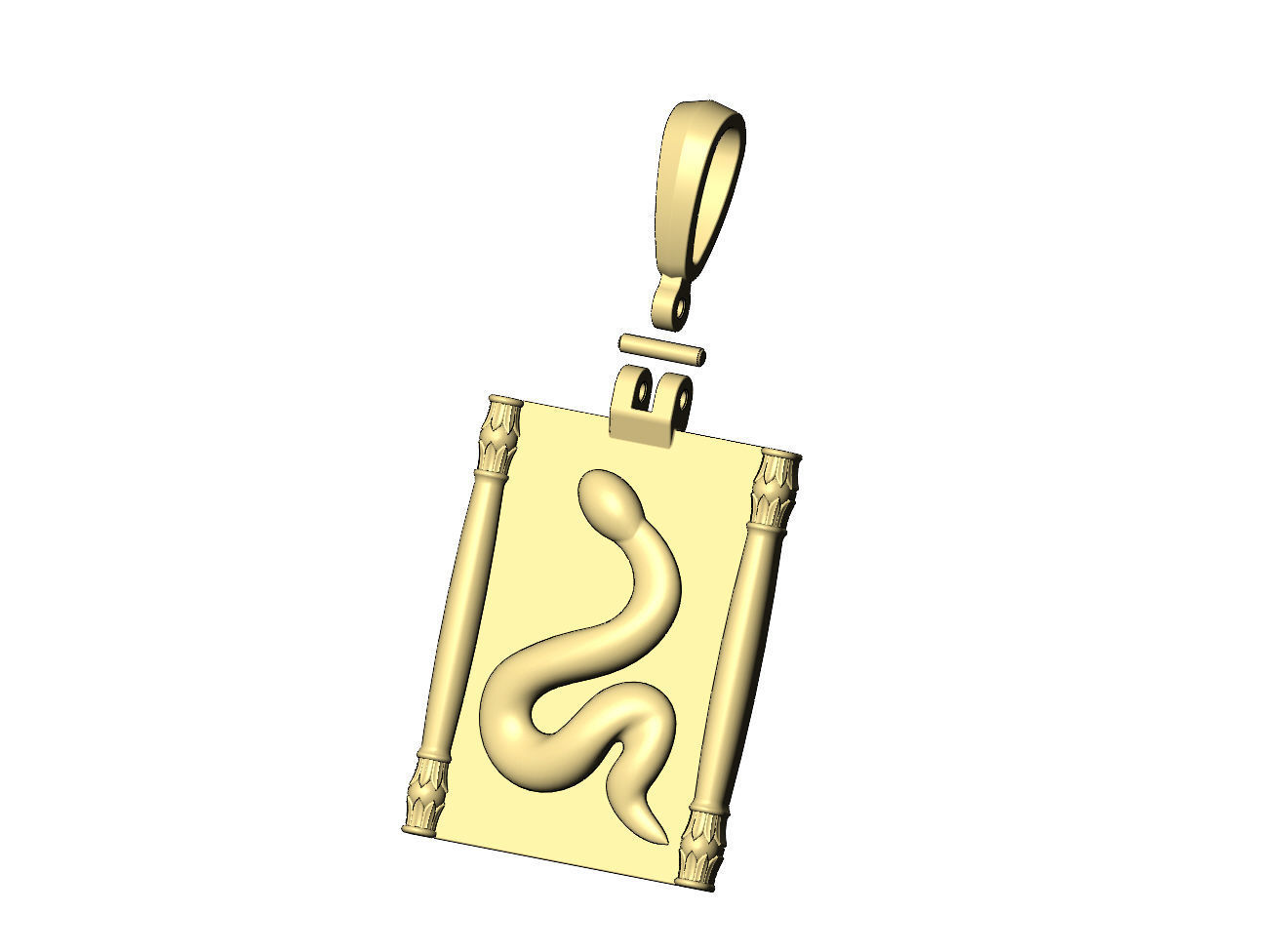 Lotus column sides serpent scroll  pendant charm 3D print model_6