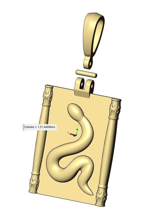 Lotus column sides serpent scroll  pendant charm 3D print model_11