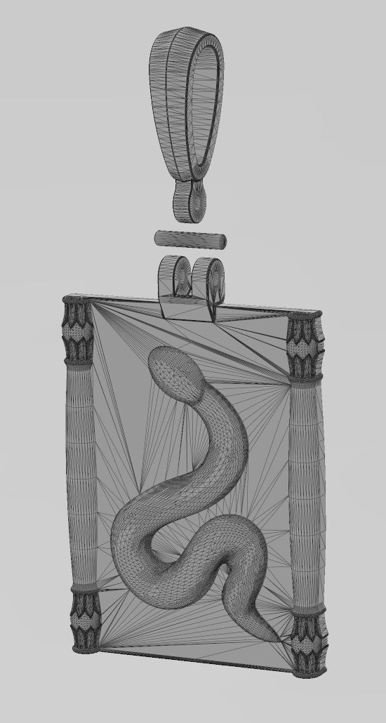 Lotus column sides serpent scroll  pendant charm 3D print model_12