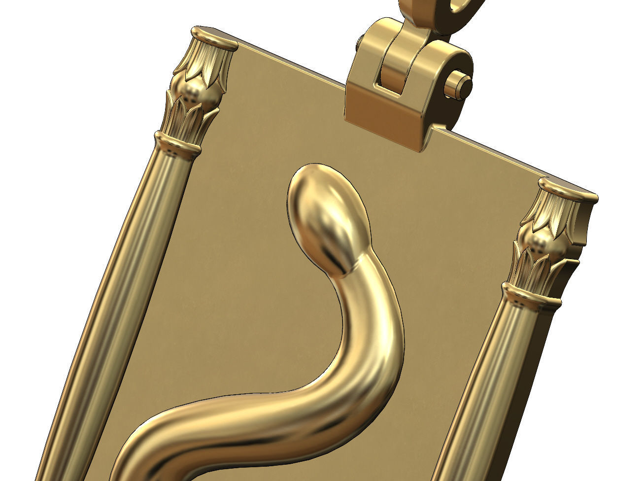 Lotus column sides serpent scroll  pendant charm 3D print model_1