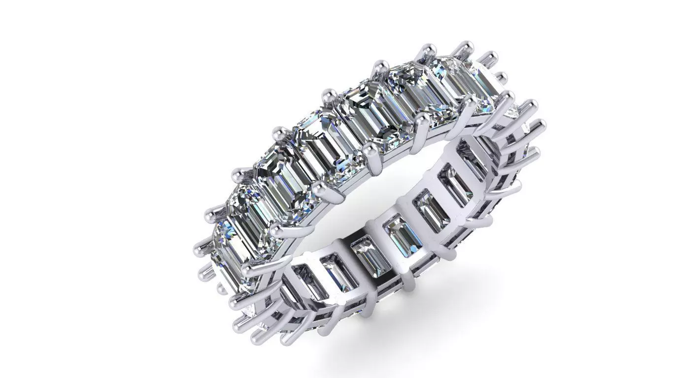 Emerald Cut Diamond Eternity Band Ring 3D print model