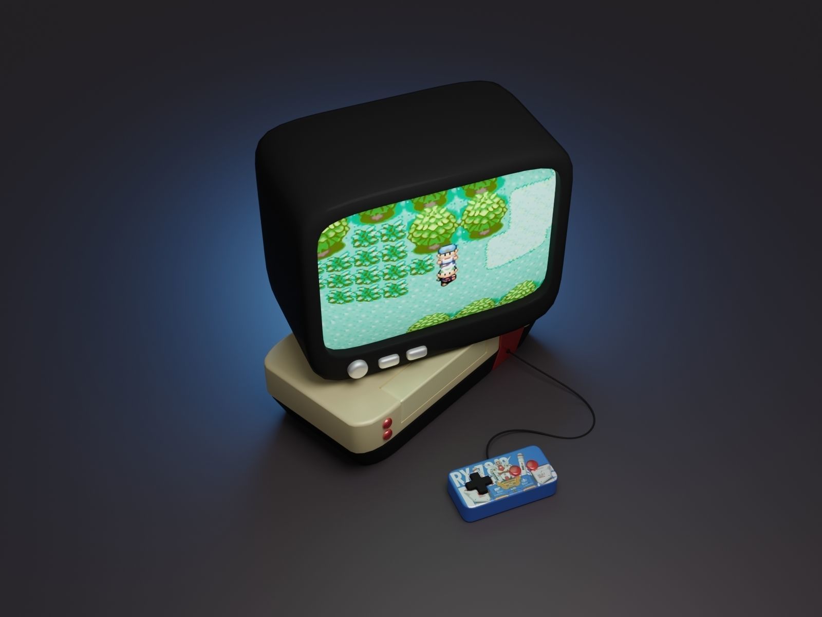 Cute TV and Console 90s 3D print model_4