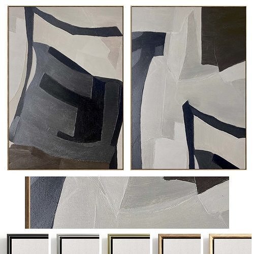 Plaster Two Photo Frame 512 Low-poly 3D model