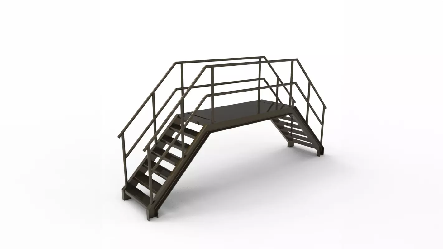 Set of steel stairs 3D print model