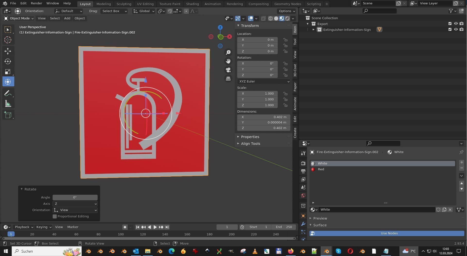 Extinguisher-Information-Sign Free low-poly 3D model_1