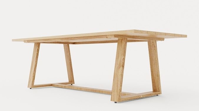 Laurion dining table Teak Low-poly 3D model