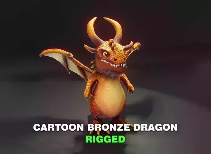 Cartoon Bronze Dragon Rigged 3D Model Low-poly 3D model Cartoon Bronze Dragon Rigged 3D Model Low-poly 3D model
