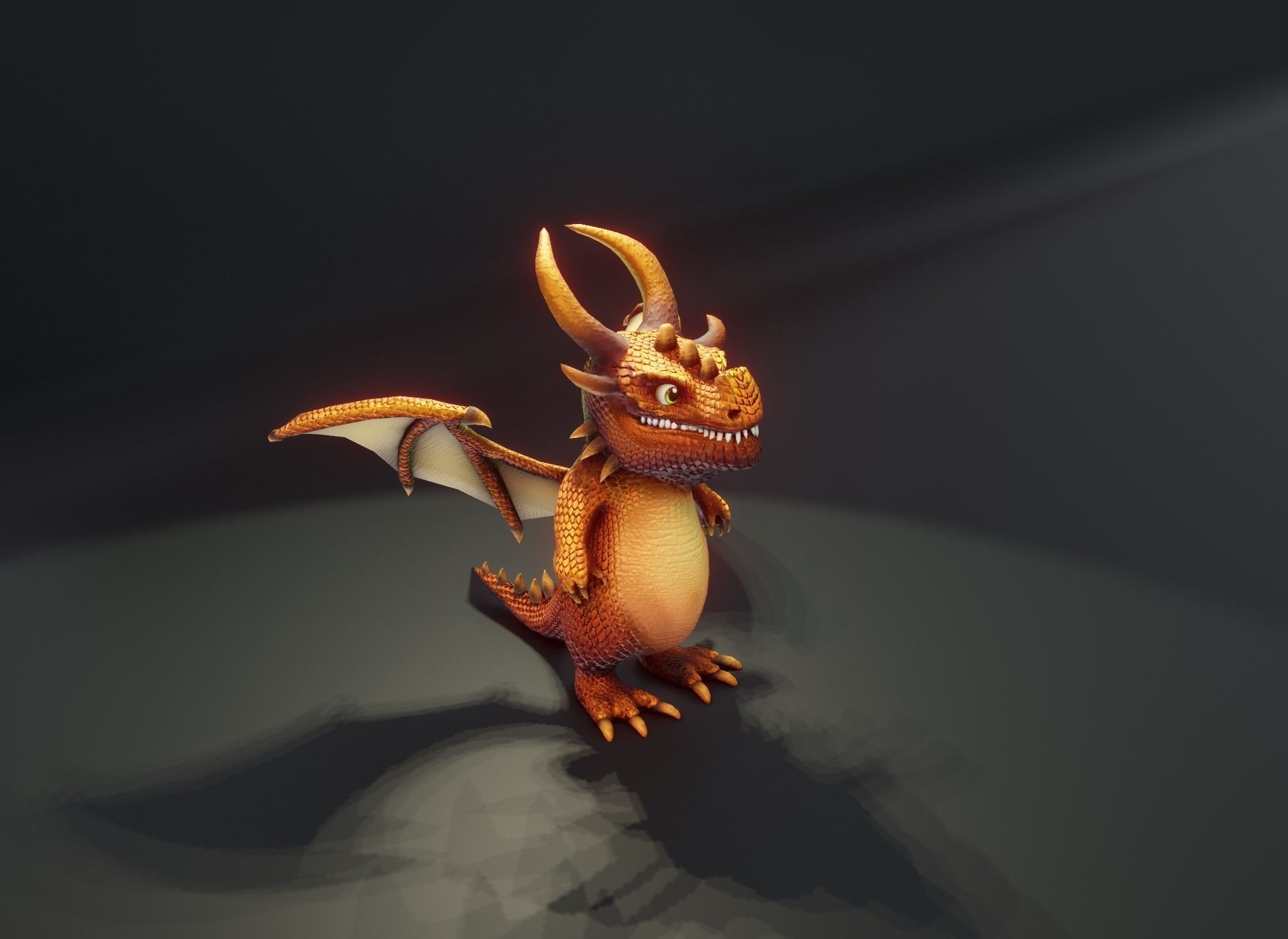Cartoon Bronze Dragon Rigged 3D Model Low-poly 3D model_6
