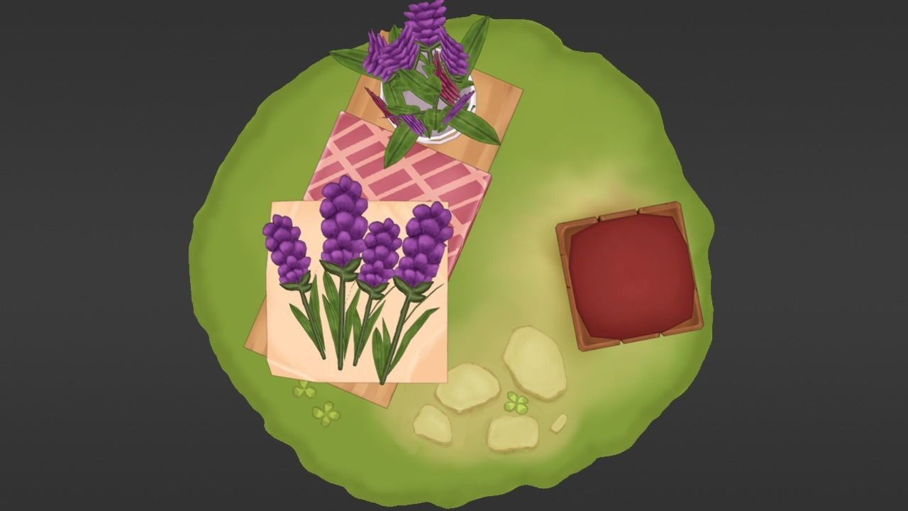 Stylized scene of making a bouquet  Low-poly 3D model_4