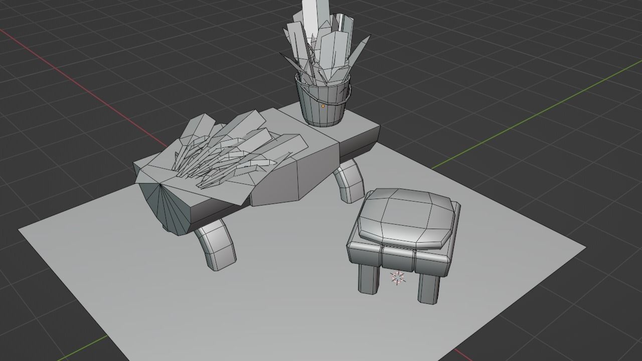 Stylized scene of making a bouquet  Low-poly 3D model_3