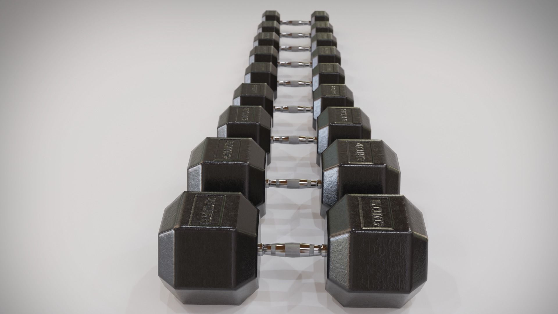 Dumbbells Game Ready Pack with Holder Low-poly 3D model_4