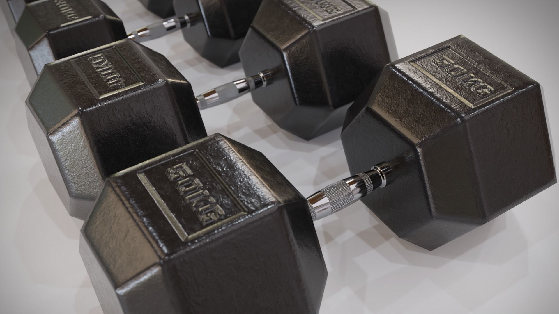 Dumbbells Game Ready Pack with Holder Low-poly 3D model_3