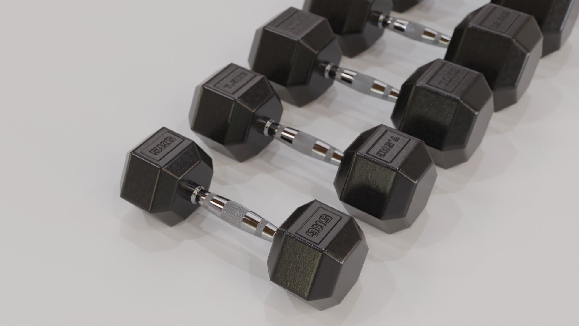 Dumbbells Game Ready Pack with Holder Low-poly 3D model_2