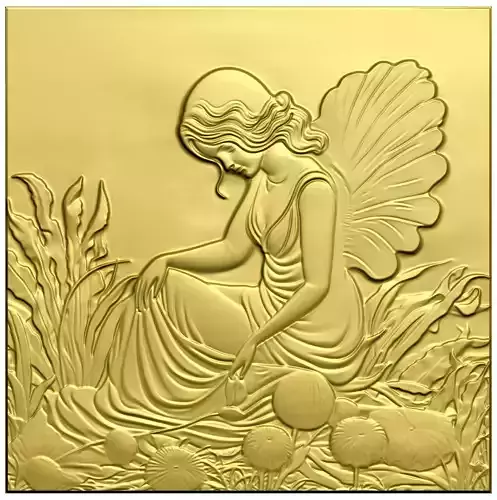 Girl with flowers CNC bas-relief 3Dmodel wallart 3D print model