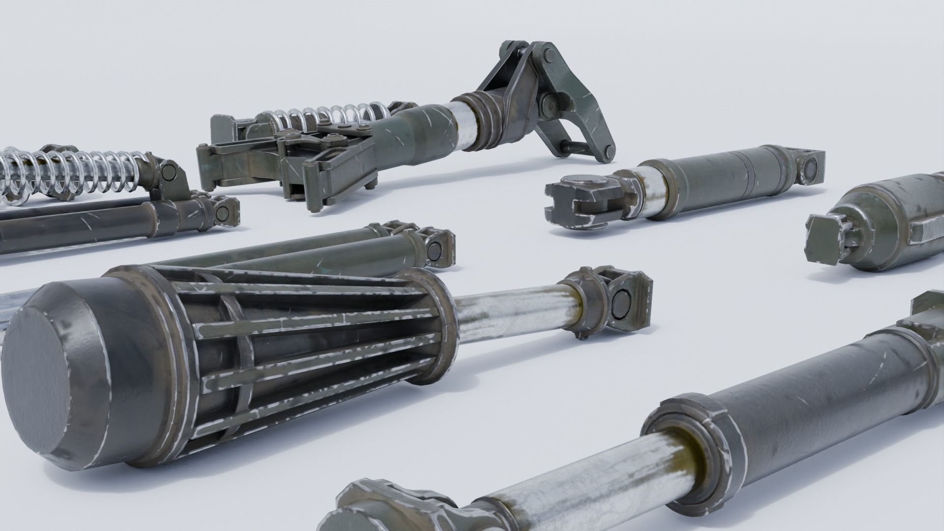 Shock absorbers Low-poly 3D model_4