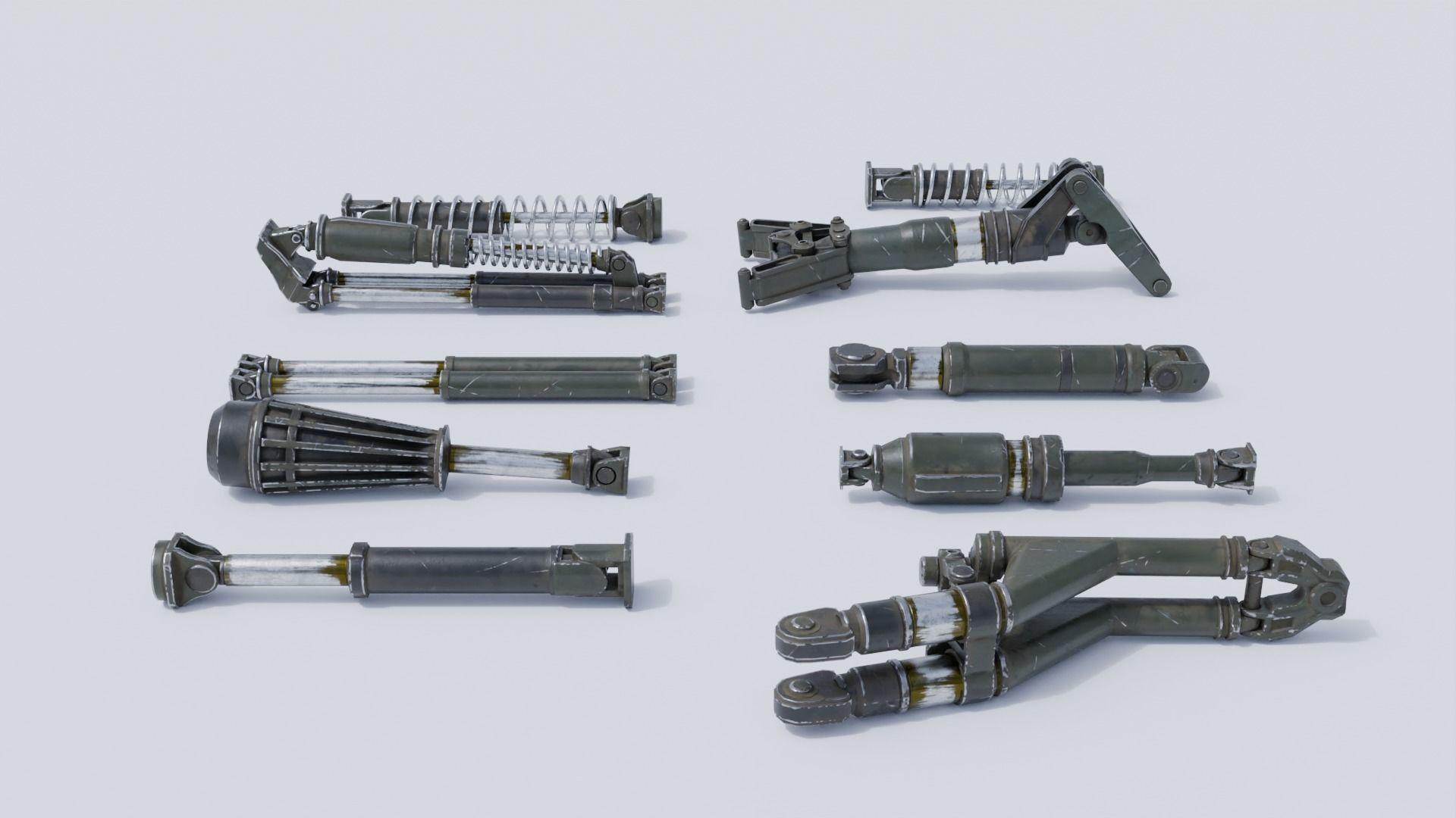 Shock absorbers Low-poly 3D model_1