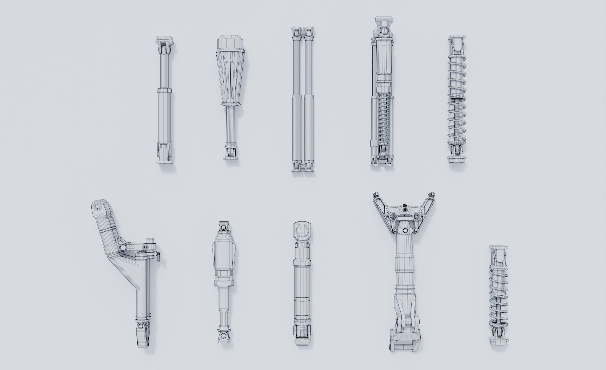 Shock absorbers Low-poly 3D model_6