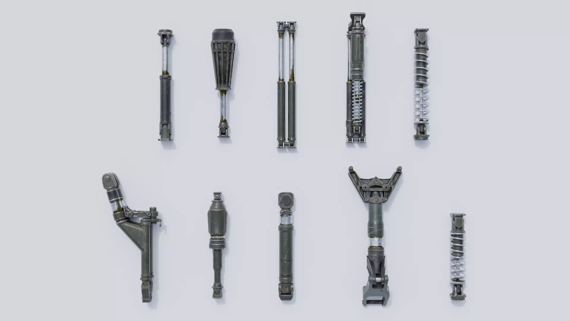 Shock absorbers Low-poly 3D model_0