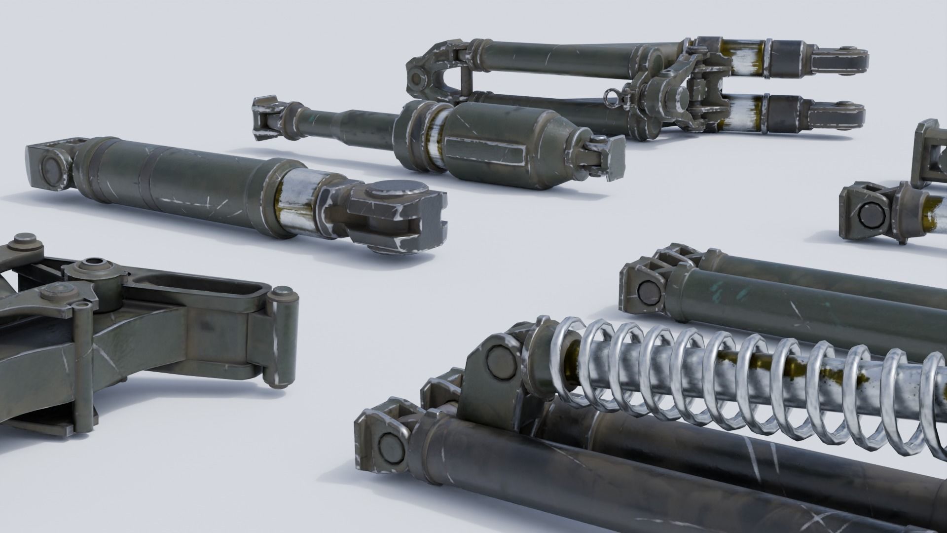 Shock absorbers Low-poly 3D model_3