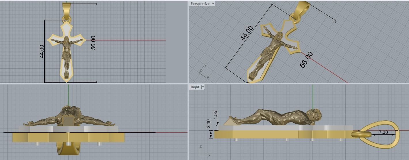 Pendant cross  JESUS 3D print model_3