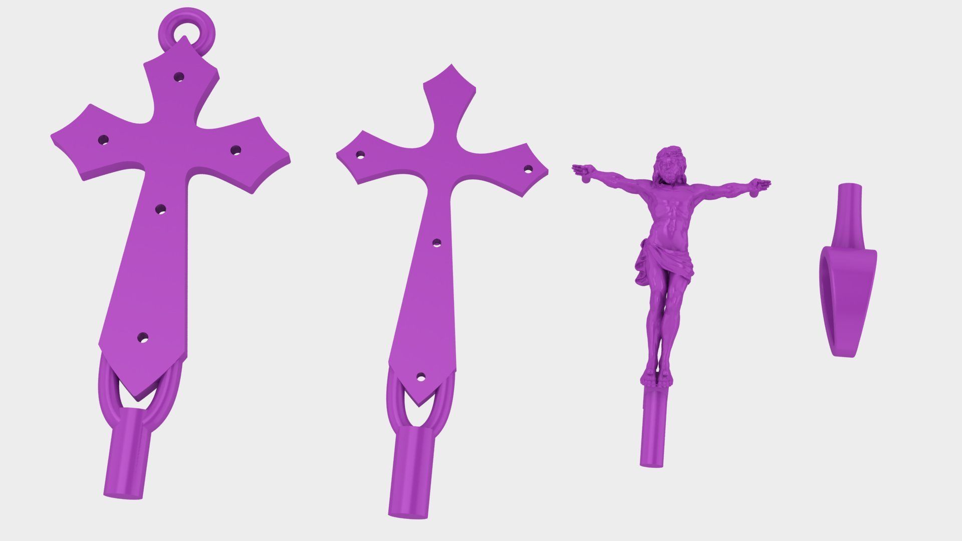 Pendant cross  JESUS 3D print model_9