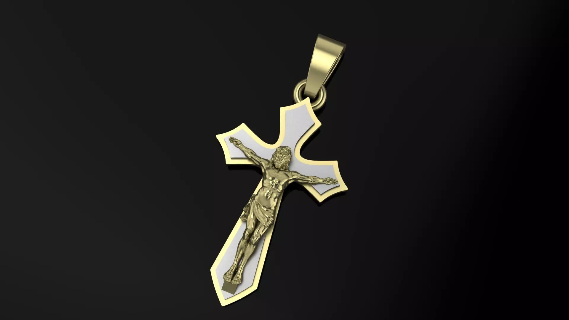 Pendant cross  JESUS 3D print model_0
