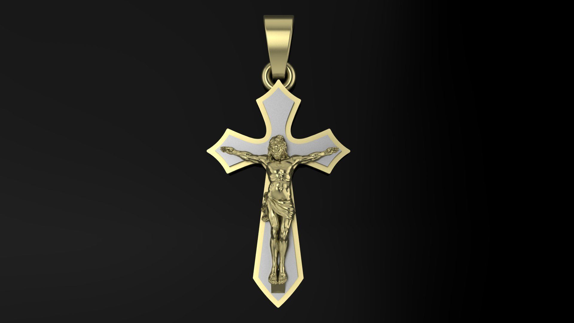Pendant cross  JESUS 3D print model_1