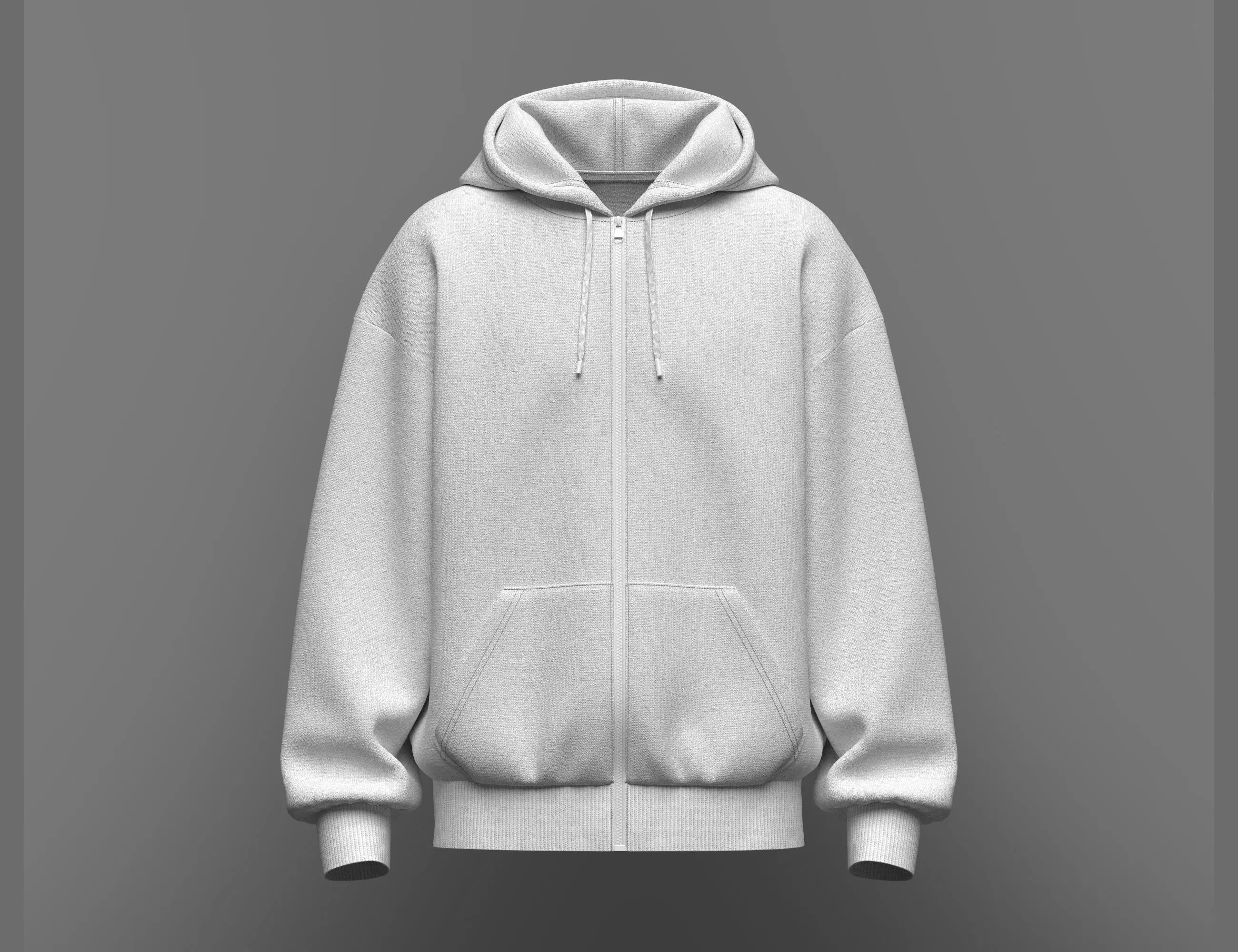 Mens Oversized Front Zip Hoodie 3d Model 3D model