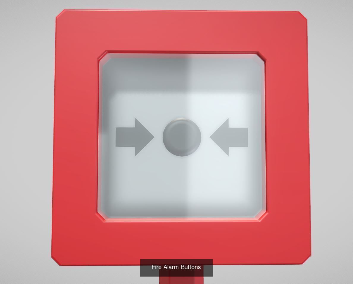 Fire Protection Set with Red Hydrants 3D Model Collection_16