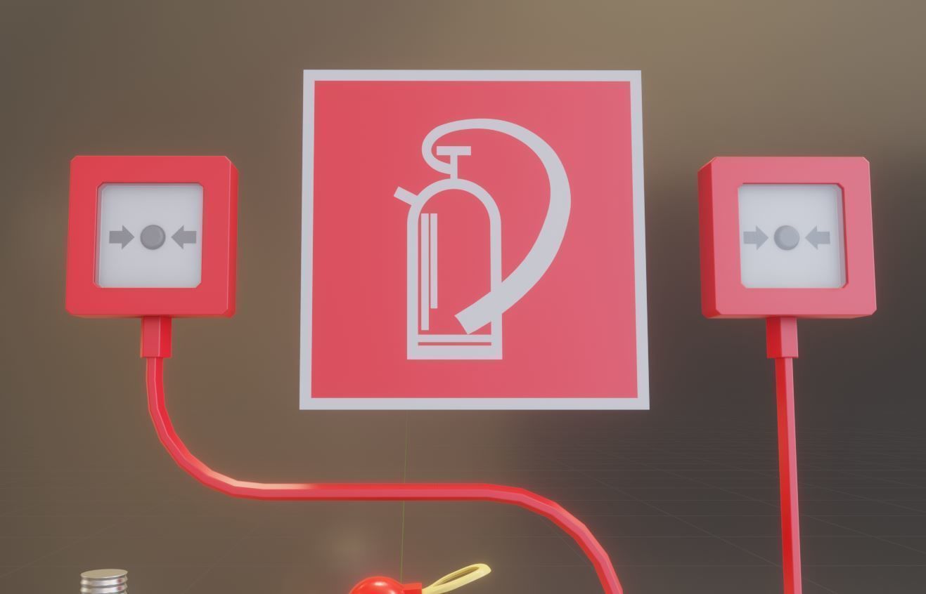 Fire Protection Set with Red Hydrants 3D Model Collection_57