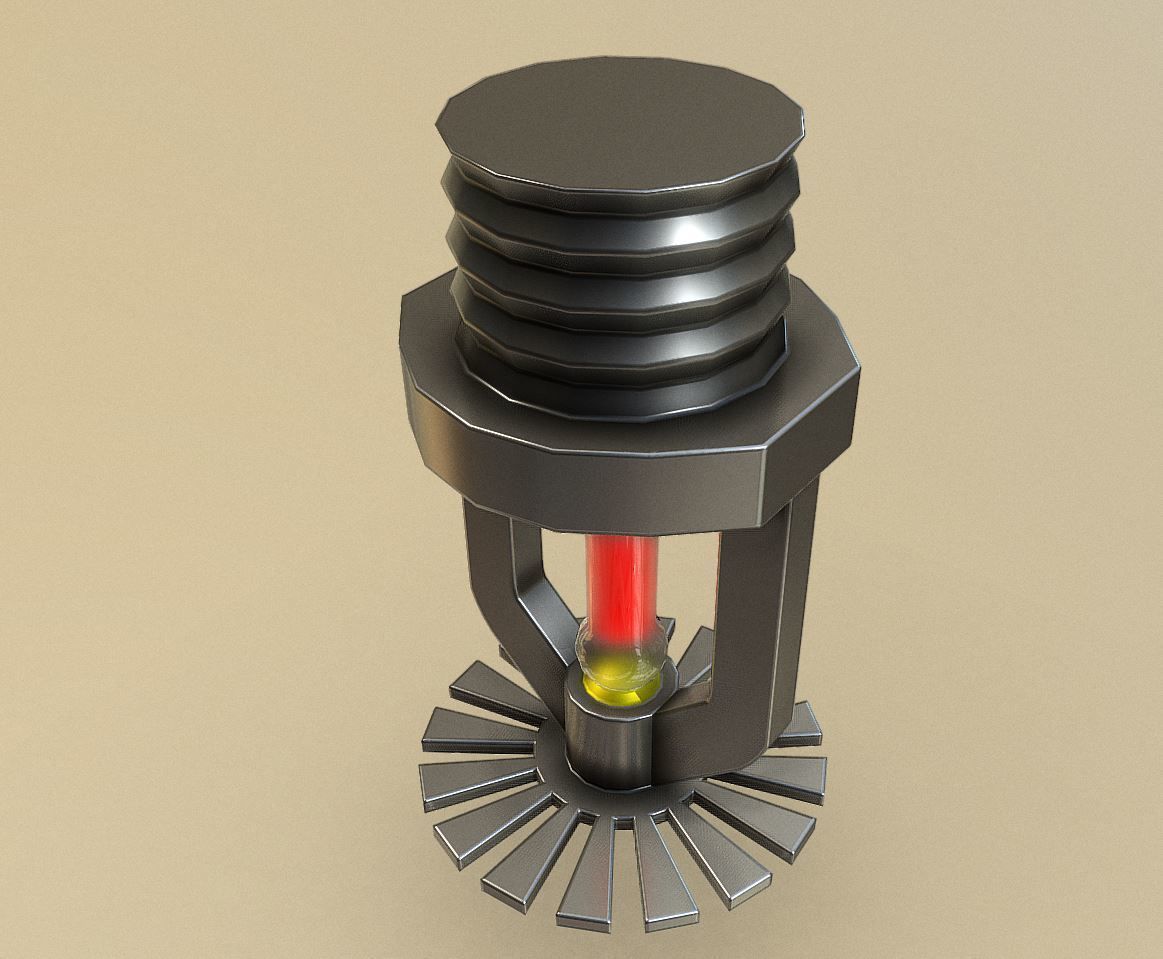 Fire Protection Set with Red Hydrants 3D Model Collection_34