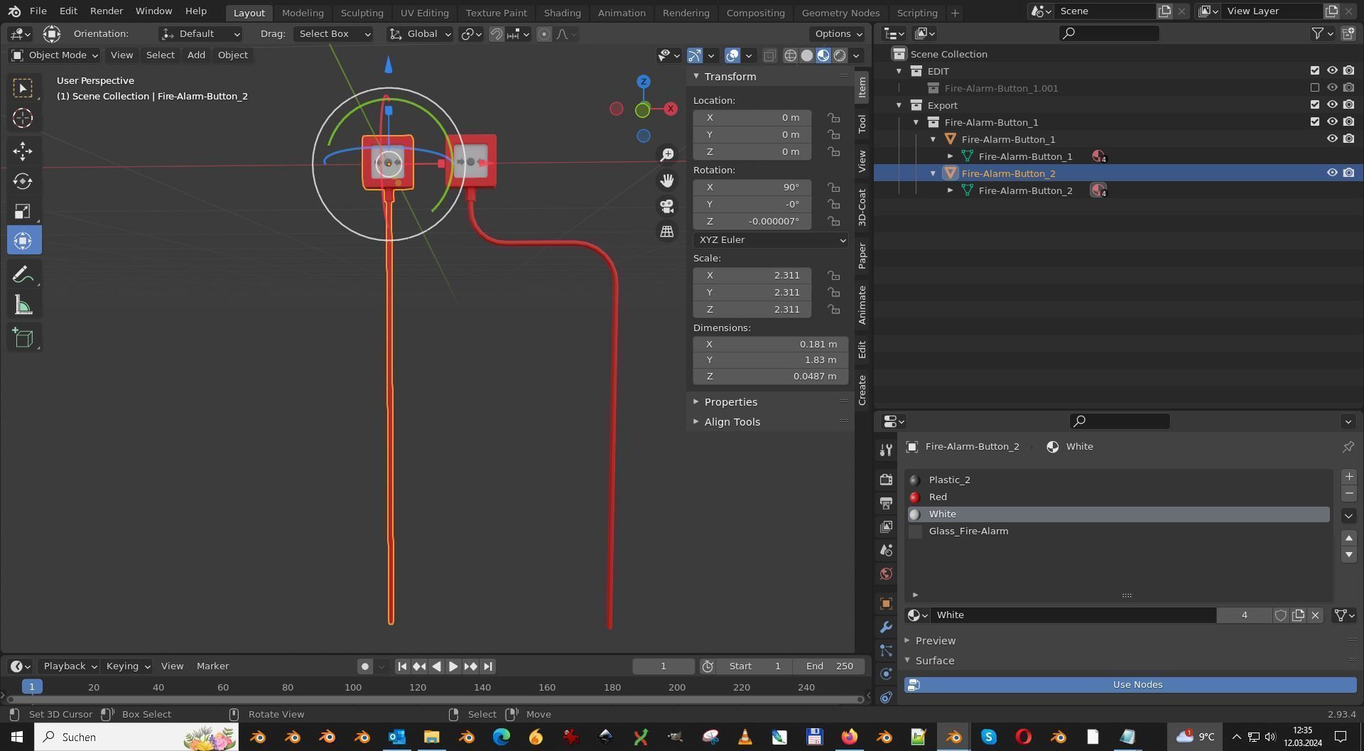 Fire Protection Set with Red Hydrants 3D Model Collection_87