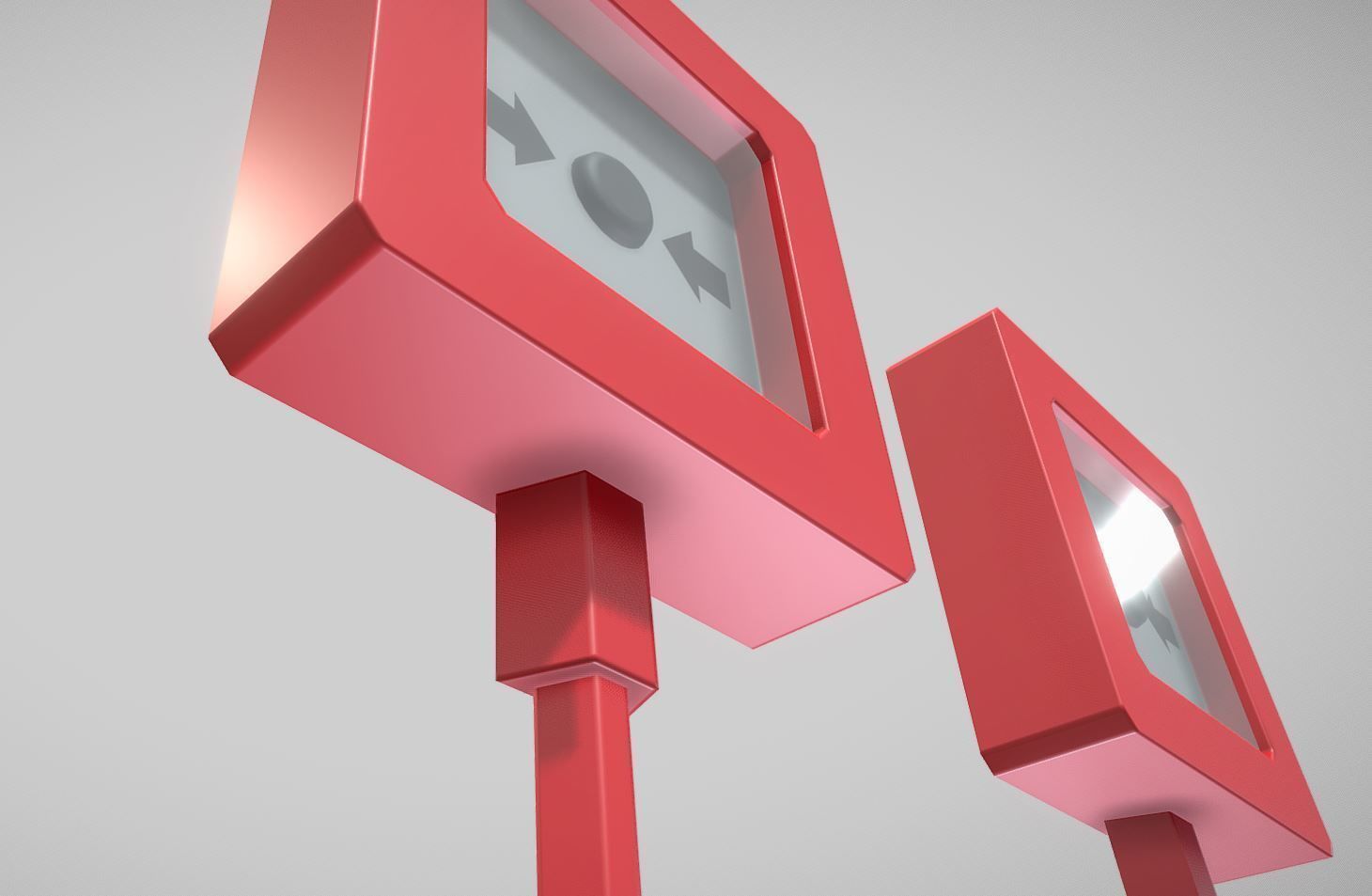 Fire Protection Set with Red Hydrants 3D Model Collection_88