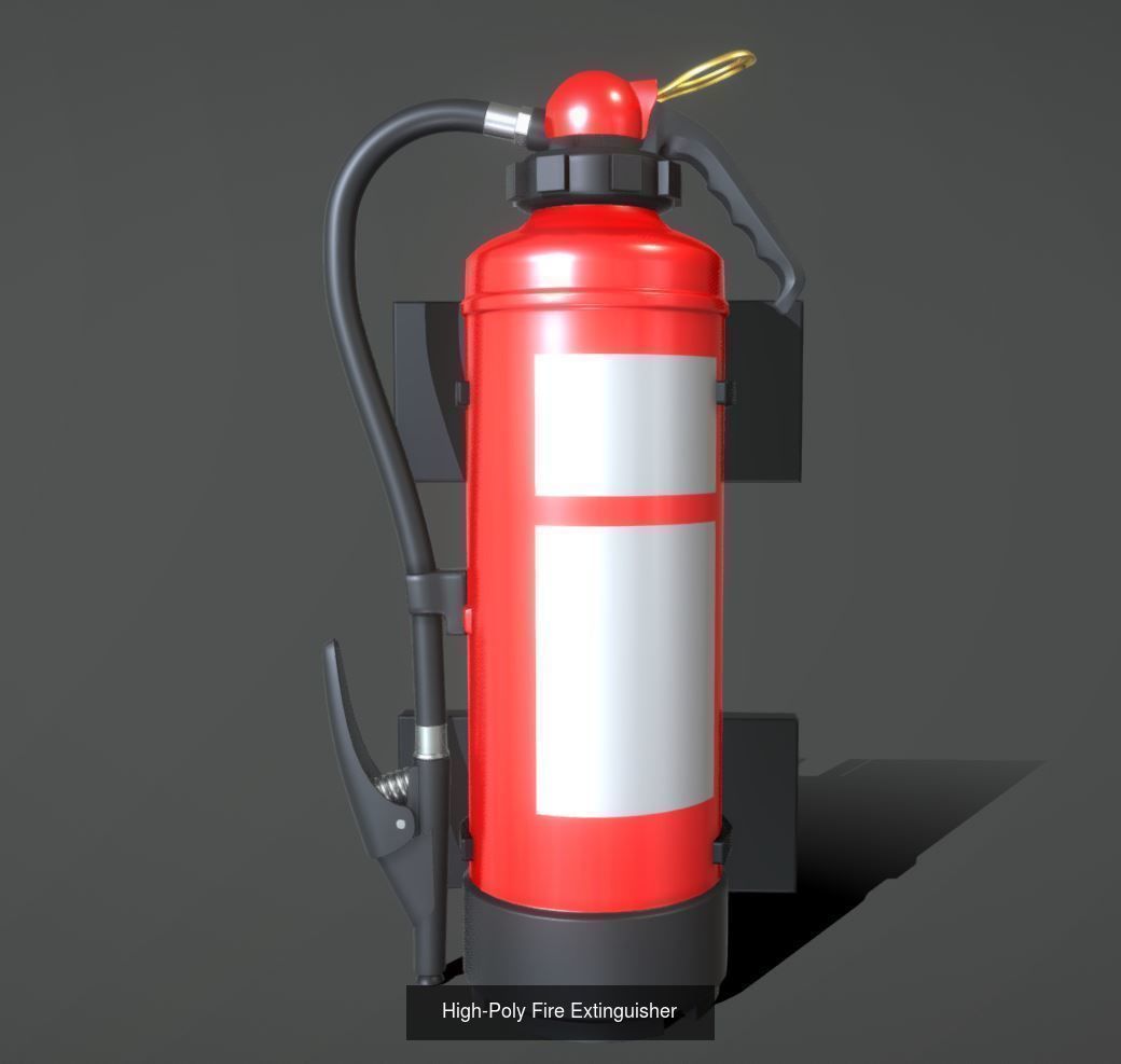 Fire Protection Set with Red Hydrants 3D Model Collection_13