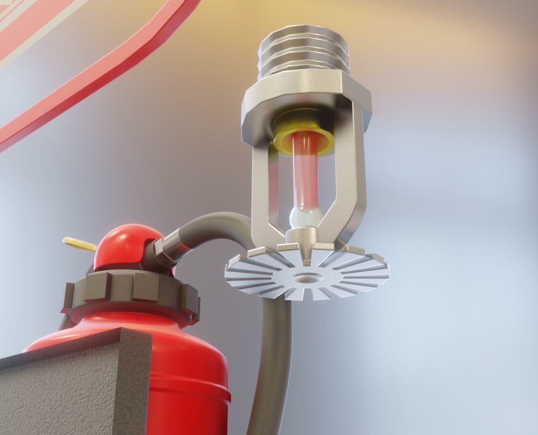 Fire Protection Set with All Hydrants Red and Blue 3D Model Collection_28